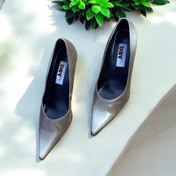 Diba Gray Ombré Gradient Patent Leather Slip On Pointed Toe Pumps Heels - Picture 15 of 16